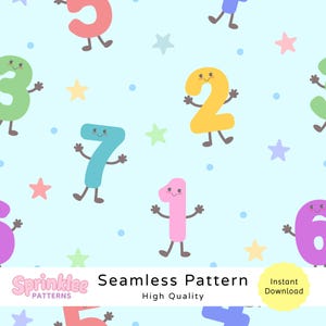 Number Seamless Pattern for Baby Fabric, Toddler Pajamas & Nursery Decor