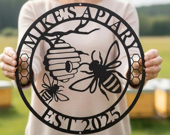 Cartello in metallo personalizzato per apiario, decorazione personalizzata per apicoltura, decorazione murale rustica per api, regalo per apicoltori, arredamento per fattoria, cartello per apiario