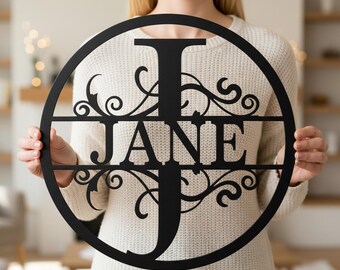 Targa in metallo personalizzata con nome o cognome: decorazione da parete con monogramma, decorazione da parete con monogramma, lettere in metallo con monogramma, regalo per anniversario di matrimonio