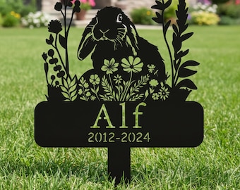 Custom Rabbit Pet Memorial Stake, Personalized Rabbit Pet Memorial Marker,Bunny Memorial Metal Sign,Outdoor Rabbit Garden Decor,Gift for Her