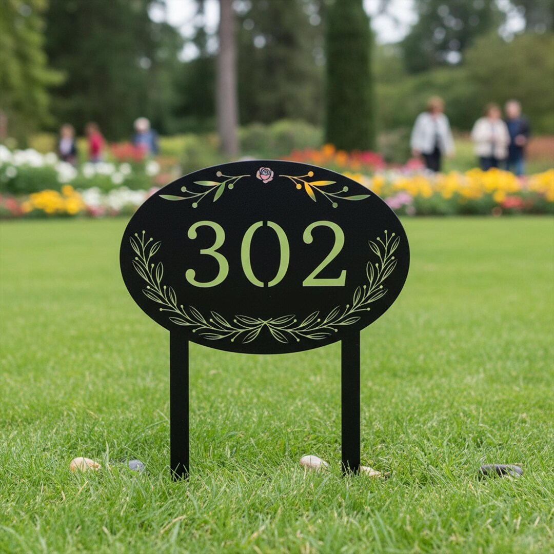 Custom Metal Address Sign With Stake, Personalized Yard Address Sign ...