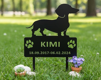 Cartello commemorativo in metallo personalizzato per animali domestici, cartello da giardino per cani, paletto da giardino con sagoma di cane, lapidi per tombe di animali domestici, regali per la perdita di un cane, regalo per gli amanti dei cani