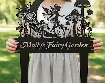 Custom Fairy Garden Sign Stake, Custom Fairy Garden Yard Stake, Personalized Fairy Garden Decor, Fairy & Mushroom Garden Stake, Gift for Her
