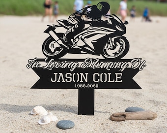 Paletto commemorativo personalizzato per motociclista, paletto commemorativo per moto personalizzato, paletto commemorativo da giardino per motociclista, regalo per lui