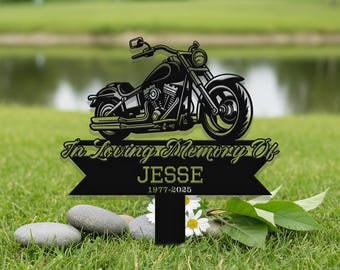 Paletto commemorativo personalizzato per motociclisti, targa in metallo personalizzata in omaggio a un motociclista, paletto commemorativo da giardino per motociclisti, targa commemorativa per motociclisti