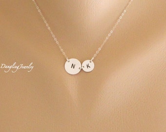Mothers Day from Daughter, Two Circle Initial Necklace, Mother Daughter Necklace, Personalized Jewelry, Sister Necklace, Initial Jewelry