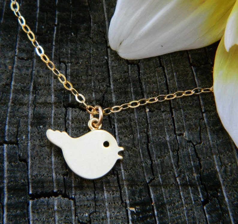 Bird Necklace, Bird Charm Necklace, Minimal Jewelry, Birthday Gift, Dainty, Elegant Everyday Jewelry, Tiny Small Simple, Girls Jewelry image 1