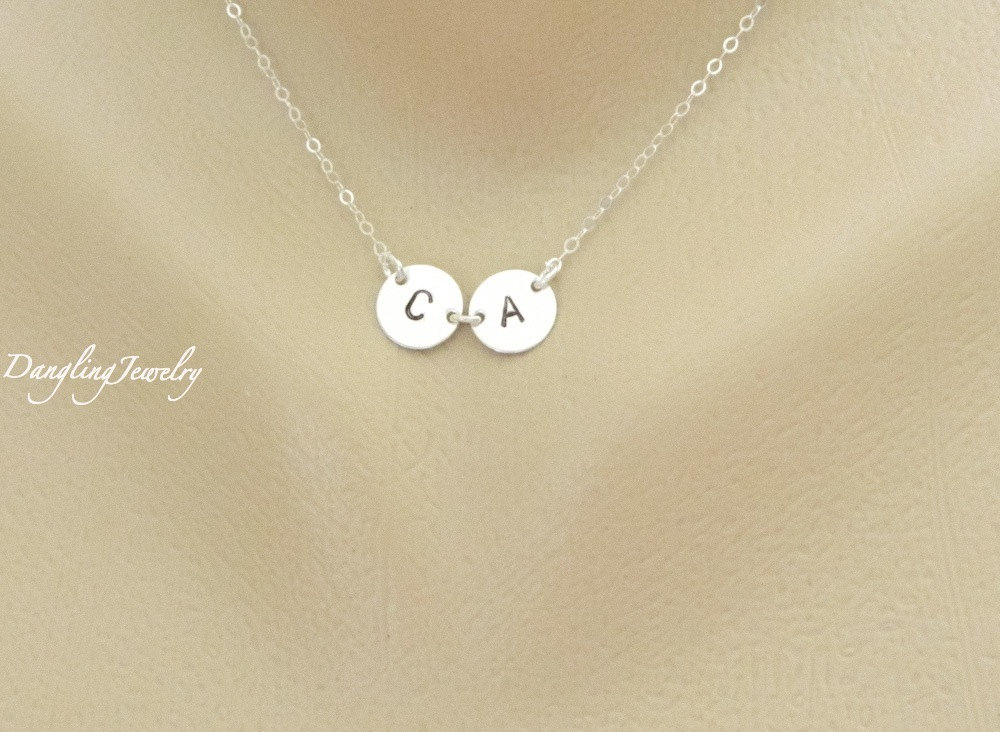 Personalized Couple Initial Necklace Heart Necklace Monogram Etsy