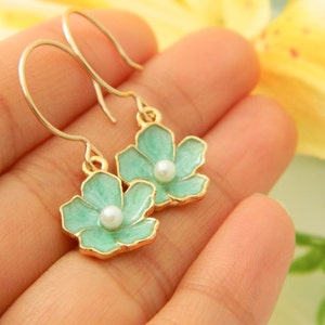 Gold Cherry Blossom Earrings Flower Hoop Earrings Bridesmaid - Etsy