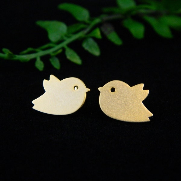 Gold Bird Earrings - Cute Stud Earrings, Birthday Gift, Christmas Gift, Bird Jewelry, Everyday Earrings, Dainty Jewelry, Children Earrings