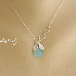 Personalized Couple Initial Necklace with birthstone, Infinity Necklace, Mother Necklace, Gift for Mother of Two Children, Christmas Gift