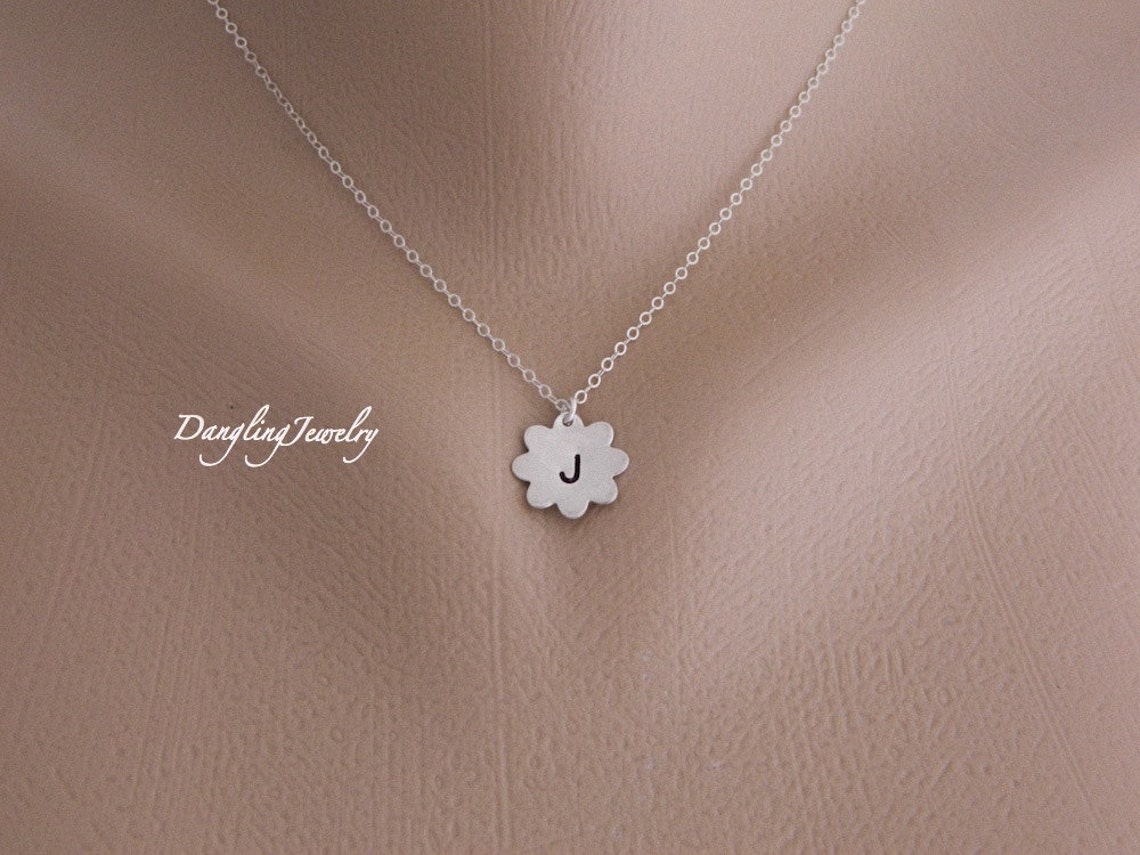 Children Monogram Necklace Personalized Initial Necklace Etsy