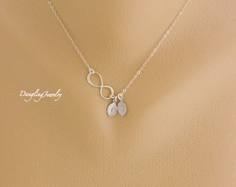 Personalized Mother&#39;s Gift for Mom, Two Initial Necklace, Infinity Necklace, for Wife, Mother Daughter Necklace, Couple Necklace, Sister