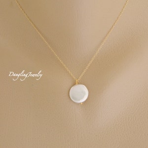 Single pearl necklace gold, June birthstone necklace, bridesmaid jewelry, layered necklace, mother necklace, simple, bridal gift idea image 2