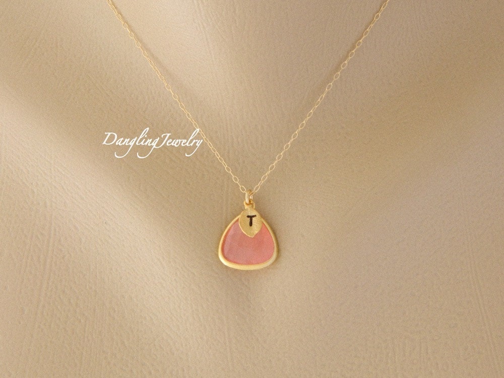October Birthstone Necklace Gold Custom Initial Necklace Etsy Ireland