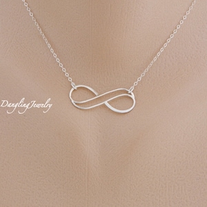 SILVER Infinity Necklace, Mother Necklace 2 Kids, Personalized Couple ...
