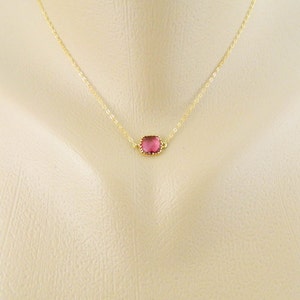 Tiny Ruby Necklace, Fuschia Necklace, Minimal Jewelry, Bridesmaid Gifts ...