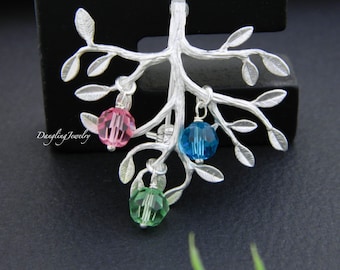 Grandmother Gift, Family Tree Brooch, Mother Jewelry, Grandmother Jewelry, Birthstone Jewelry, Personalized Brooch, Grandmother Brooch