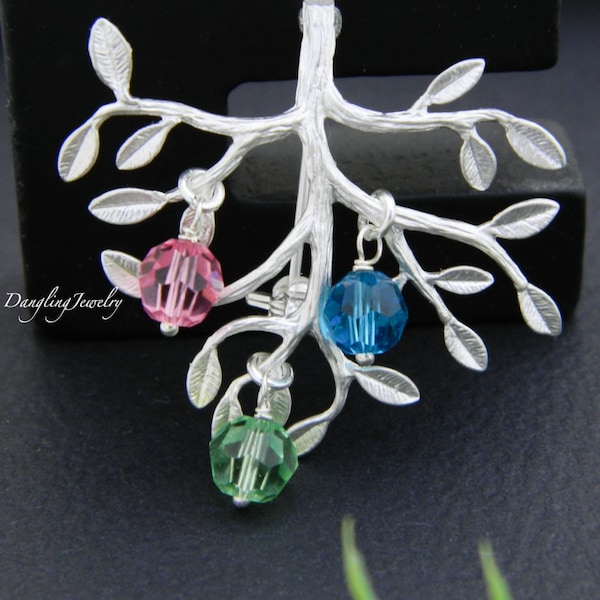 Grandmother Gift, Family Tree Brooch, Mother Jewelry, Grandmother Jewelry, Birthstone Jewelry, Personalized Brooch, Grandmother Brooch