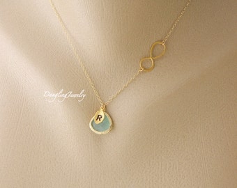 Infinity Necklace, Personalized Initial Necklace, Sister Necklace, Bridesmaid Gift, Gold fill, Sterling silver Necklace