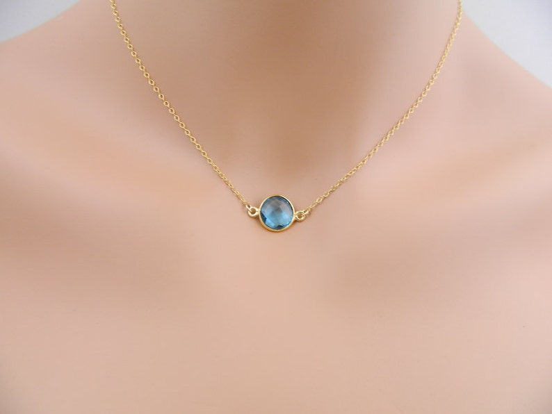 Blue Topaz Necklace Gold Filled, December Birthstone, Birthday, Bezel Necklace, Mothers Jewelry, Bridesmaid Gift image 4