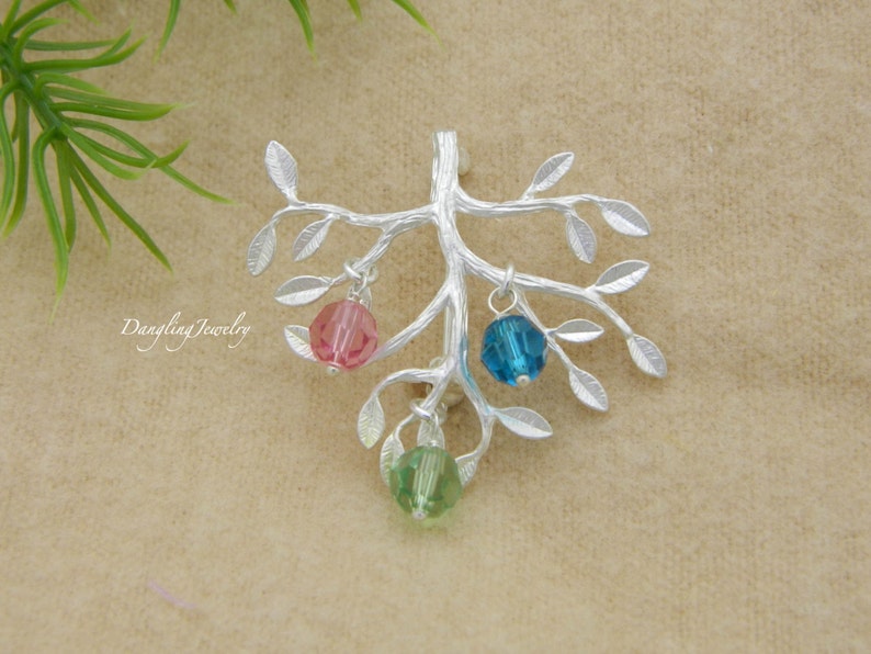 Grandmother Gift, Family Tree Brooch, Mother Jewelry, Grandmother Jewelry, Birthstone Jewelry, Personalized Brooch, Grandmother Brooch image 2