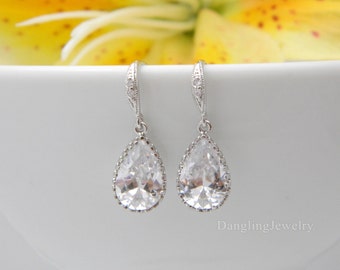 Bridal Earrings, Crystal Teardrop Earrings, Dangle Earrings, Wedding Jewelry, Bridesmaid Gifts Idea, Drop Earring, Bridesmaid Jewelry