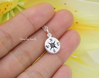 Compass Necklace, Graduation Gift, College Graduation Gift, Silver or Gold, Class of 2016