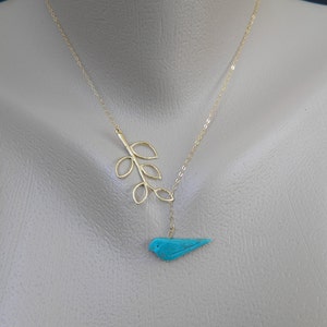 Lariat Blue Bird Necklace, Turquoise Bird Charm Necklace, Bridesmaid Gift, Sister Necklace, New Mom Gift, Mothers Jewelry, Y Necklace image 2