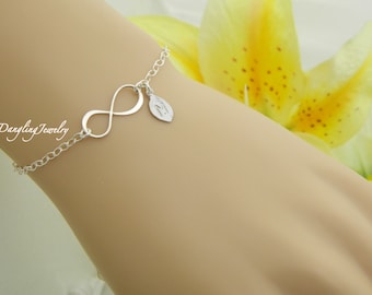 SILVER Infinity Bracelet, Initial Bracelet, Bridesmaid Gifts, Infinity Jewelry, New Mom Bracelet, Bridesmaid Bracelet, Wedding Gift