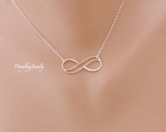 Double infinity necklace SILVER, Girlfriend necklace, eternity necklace, sister jewelry, Sister Necklace, Gift for wife, Valentines Gift
