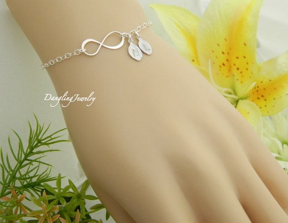 Couple initial Bracelet, Mothers Day Bracelet, Two Charms bracelet for Her, Bridesmaid Bracelet, Mother's Bracelet, Best Friend Gift