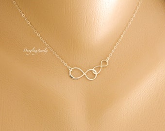 Mother Daughter Necklace, Mothers Gift from Daughter, son, His Her Jewelry, Sister jewelry, double infinity necklace, Valentine's gift