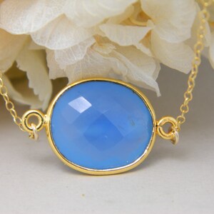 Blue Topaz Necklace Gold Filled, December Birthstone, Birthday, Bezel Necklace, Mothers Jewelry, Bridesmaid Gift image 5