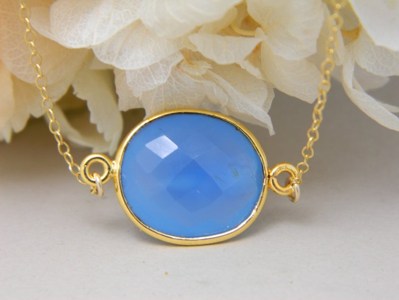 Blue Topaz Necklace Gold Filled, December Birthstone, Birthday, Bezel Necklace, Mothers Jewelry, Bridesmaid Gift image 5