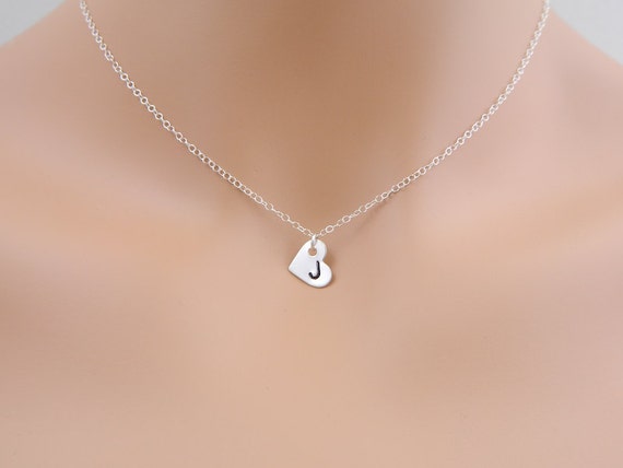 Delicate heart cheap initial necklace