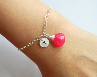 Personalized Birthstone Bracelet Initial / Mother Initial Bracelet / Children Bracelet / Bridesmaid Jewelry / Flower Girl Bracelet