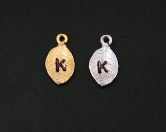 Add Initial Leaf GOLD or Silver on Necklace or Bracelet