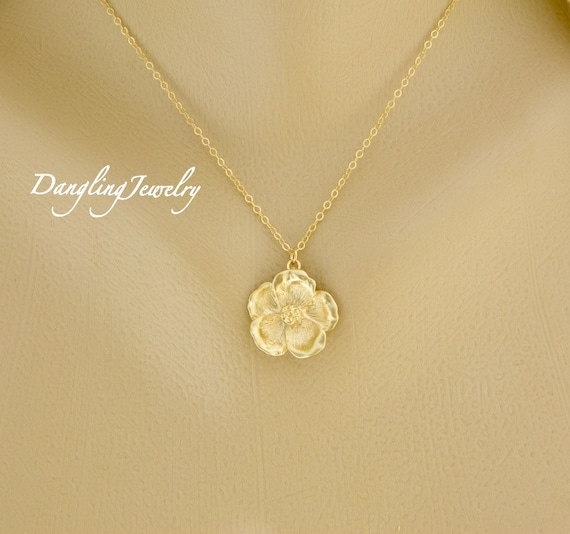 GOLD Magnolia Necklace Flower Necklace Mother Jewelry Etsy