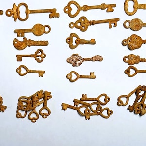 Rusty /Rusted Metal Charms - Keys -  Set of Ten (10)