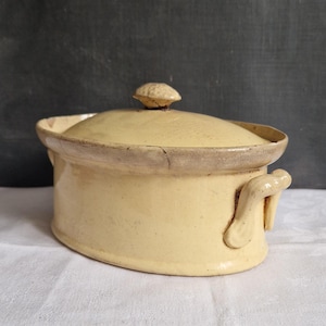 Antique terrine pate dish container shabby vintage from France rare
