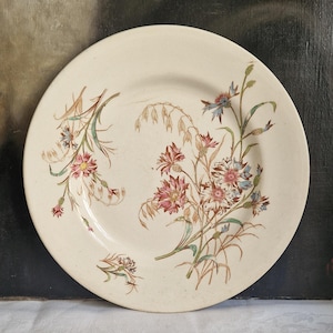 Antique plate Luneville Terre de fer with flower motif Shabby vintage from France rare