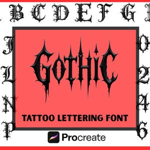 Gothic procreate Tattoo Design Kit – Blackletter Fonts, Procreate Brushes, Custom Logos & Calligraphy Tools