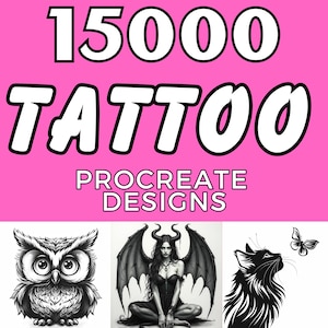 15.000 PROCREATE TATTOO stamps and brushes Tattoo Procreate Designs Procreate stamps Tattoo flash Tattoo stencil Procreate blackwork