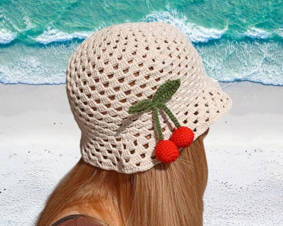 Cherry Crochet Hat – Handmade Summer Bucket Hat With Custom  display picture 2