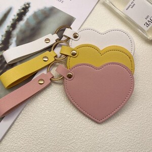 Espejo pequeño de cuero Love, espejo de maquillaje portátil, regalo para mujer, regalo de cumpleaños, regalo para ella