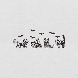 Skeleton Cat Embroidery Design, Halloween Cat with Bat Embroidery Machine File, Spooky Season Embroidery File, Instant Download, Pes Dst Vp3