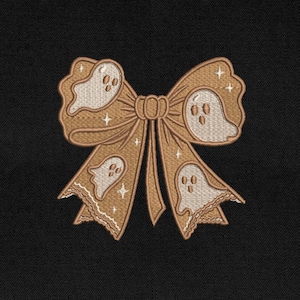 Disegno per ricamo con fiocco di Halloween, file per ricamo con fiocco fantasma spettrale, file per ricamo con stagione spettrale, download immediato, Pes