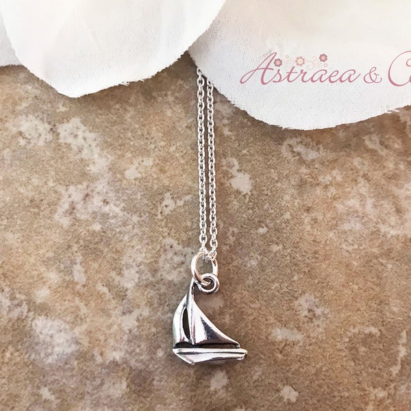 925 Sterling Silver SAILBOAT NECKLACE | Sailboat Charm Jewelry | Sailing Adventure Necklace | Sailing Coach Retirement Gift by Astraea & Co.