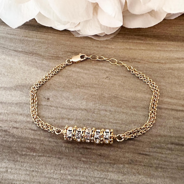 Gold Decades 50th Birthday Bracelet with Preciosa Crystal Rings for 30th 40th 60th 70th 80th 90th Birthday Gift Decade Jewelry by AstraeaCo